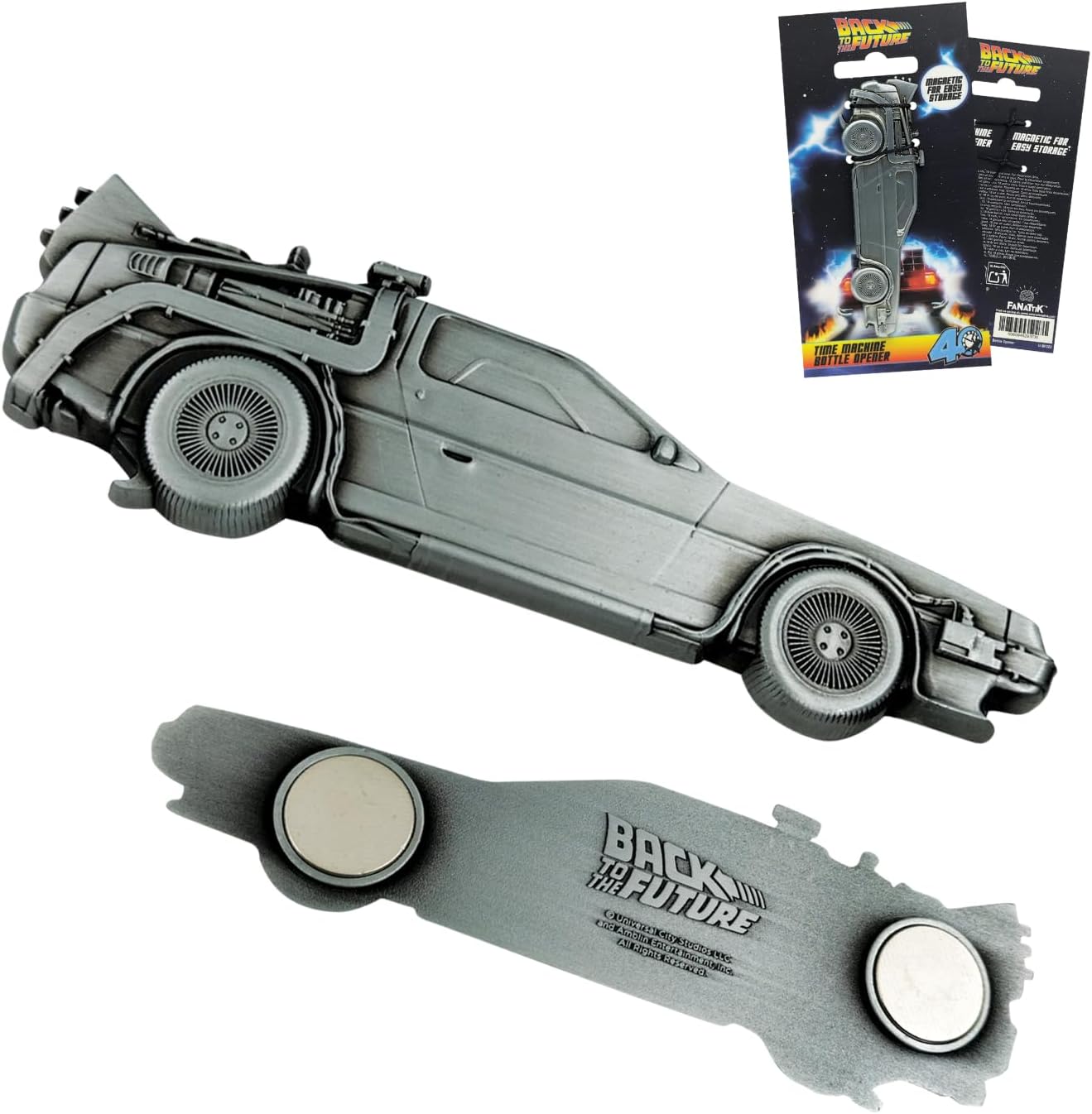 Back to The Future Magnetic Delorean Bottle Opener - Officially Licensed Collectible - Metal Fridge Magnet Gift - 144 x 33.5mm