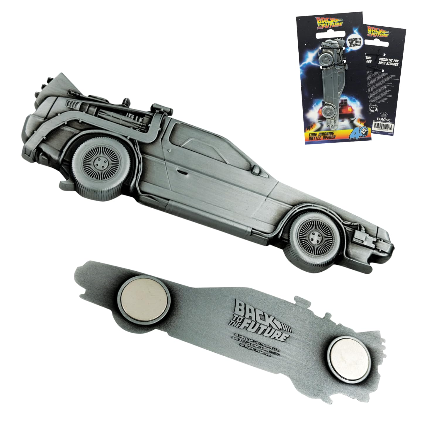Back to the Future Magnetic Delorean Bottle Opener - Officially Licensed Collectible - Metal Fridge Magnet Gift - 144 x 33.5mm