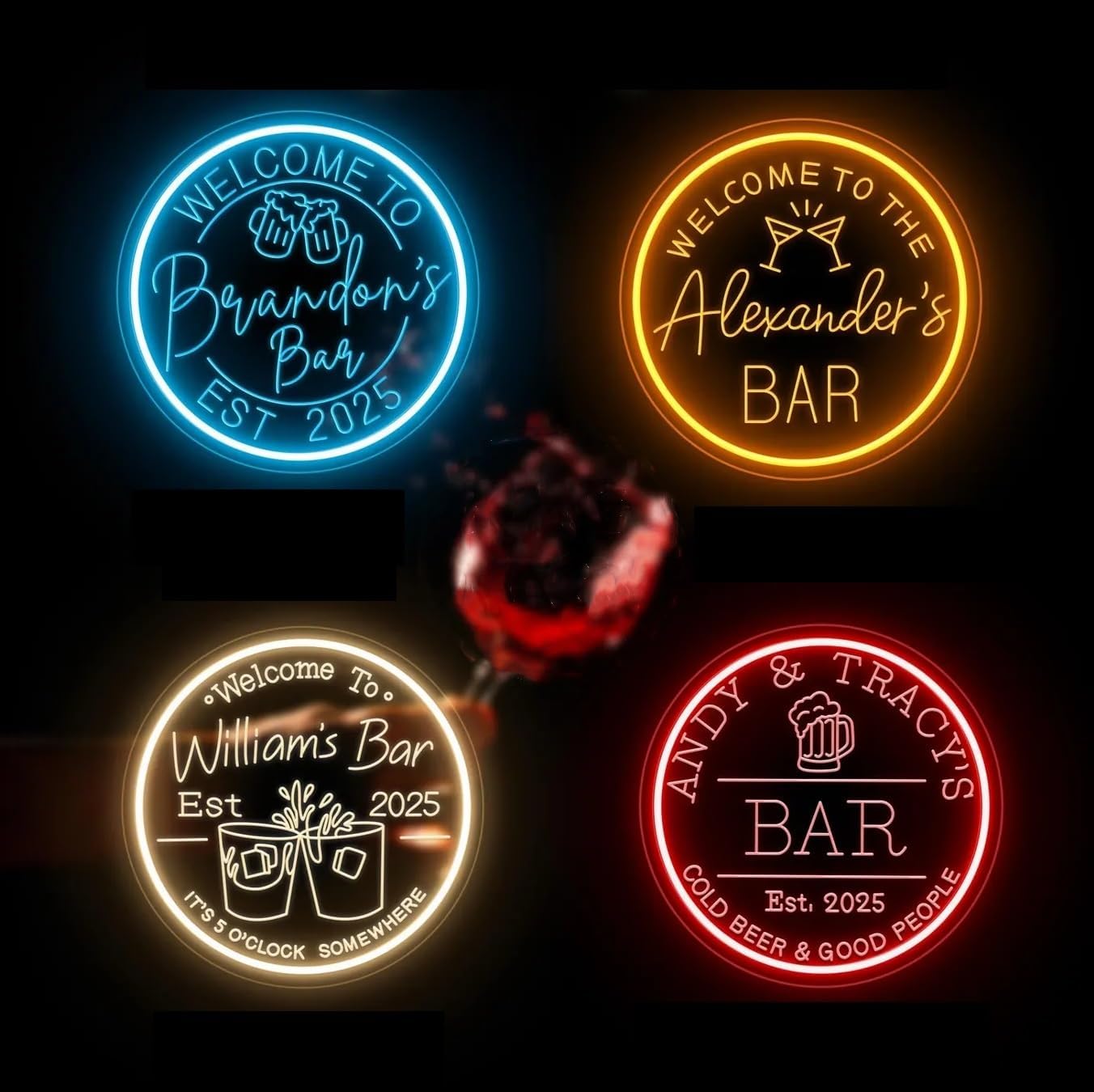Custom Bar Neon Sign Dimmable Home Bar LED Neon Light Wall Decor Whiskey Bar Cocktail Beer Pub Man Cave Drinking Name Sign Personalized Christmas Gifts for Men Dad