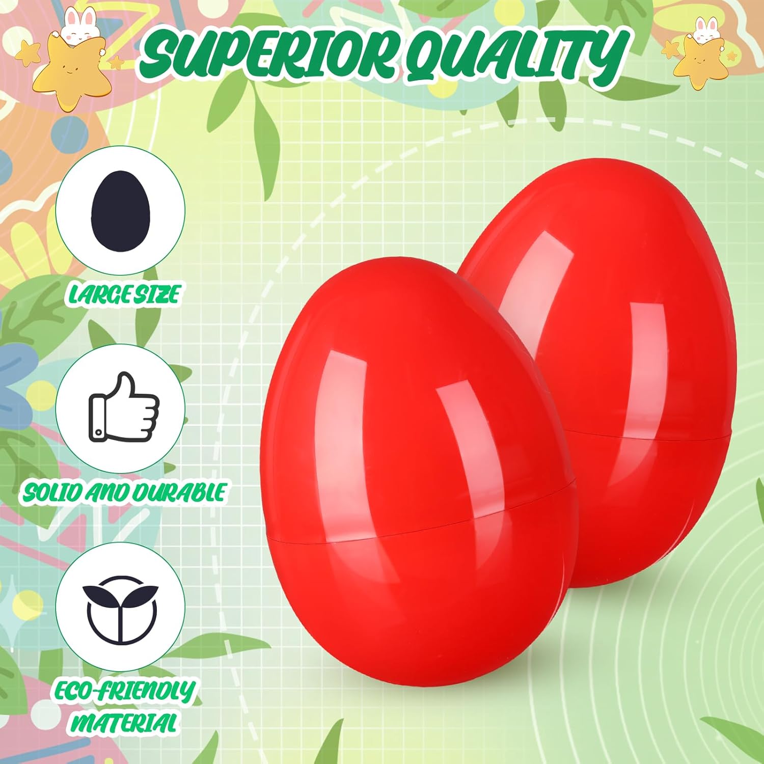 Silipull 36 Pack 3.1 Inch Jumbo Empty Plastic Eggs, Fillable Eggs for Egg Hunts, Candy Basket Stuffers, Party Favors, DIY Crafts(Red)