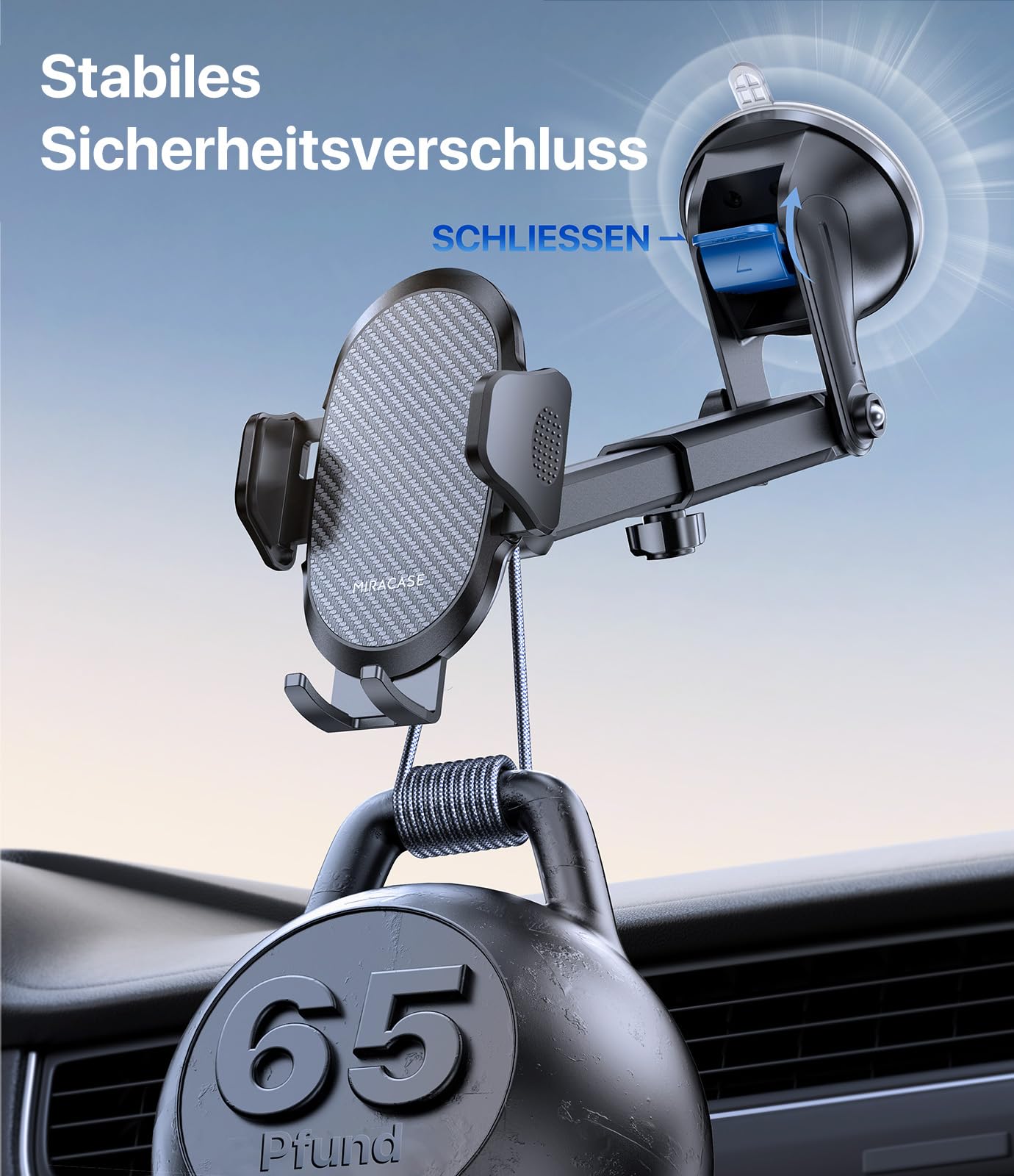 Miracase Support de téléphone Portable pour Voiture [Ventouse améliorée 2025] Support de téléphone Portable pour Voiture Rotatif à 360° pour Tableau de Bord, Pare-Brise de Voiture, pour iPhone Galaxy