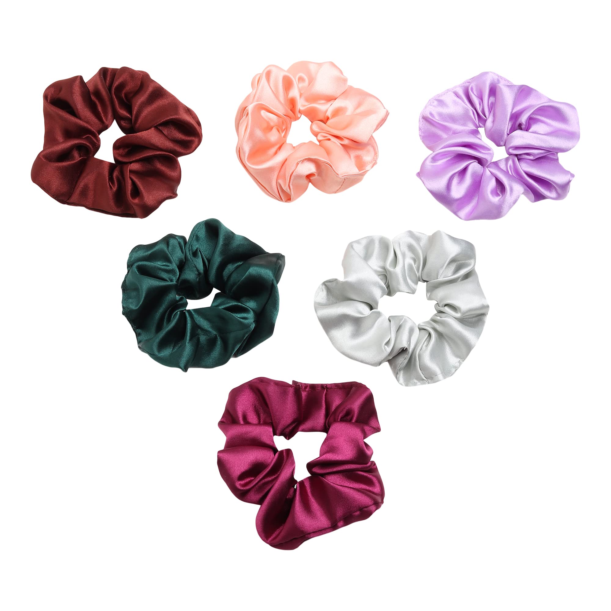 Miley Luxury Satin Scrunchies for Women/girls - Exact Colors as Pic, Multi-Color Scrunchies | Plain Pastel Shades | Anti hair breakage, Quality Tie Elastic