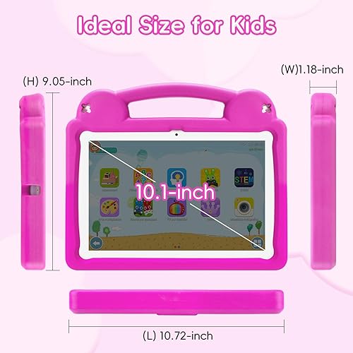 Miniatura 3 de Tablet para niños de 10.1 pulgadas Android 14 Tablet para niños, A523 Octa-Core, 8GB+64GB, batería de 5000mAh con funda de EVA rosa, Wi-Fi 6 (2.4