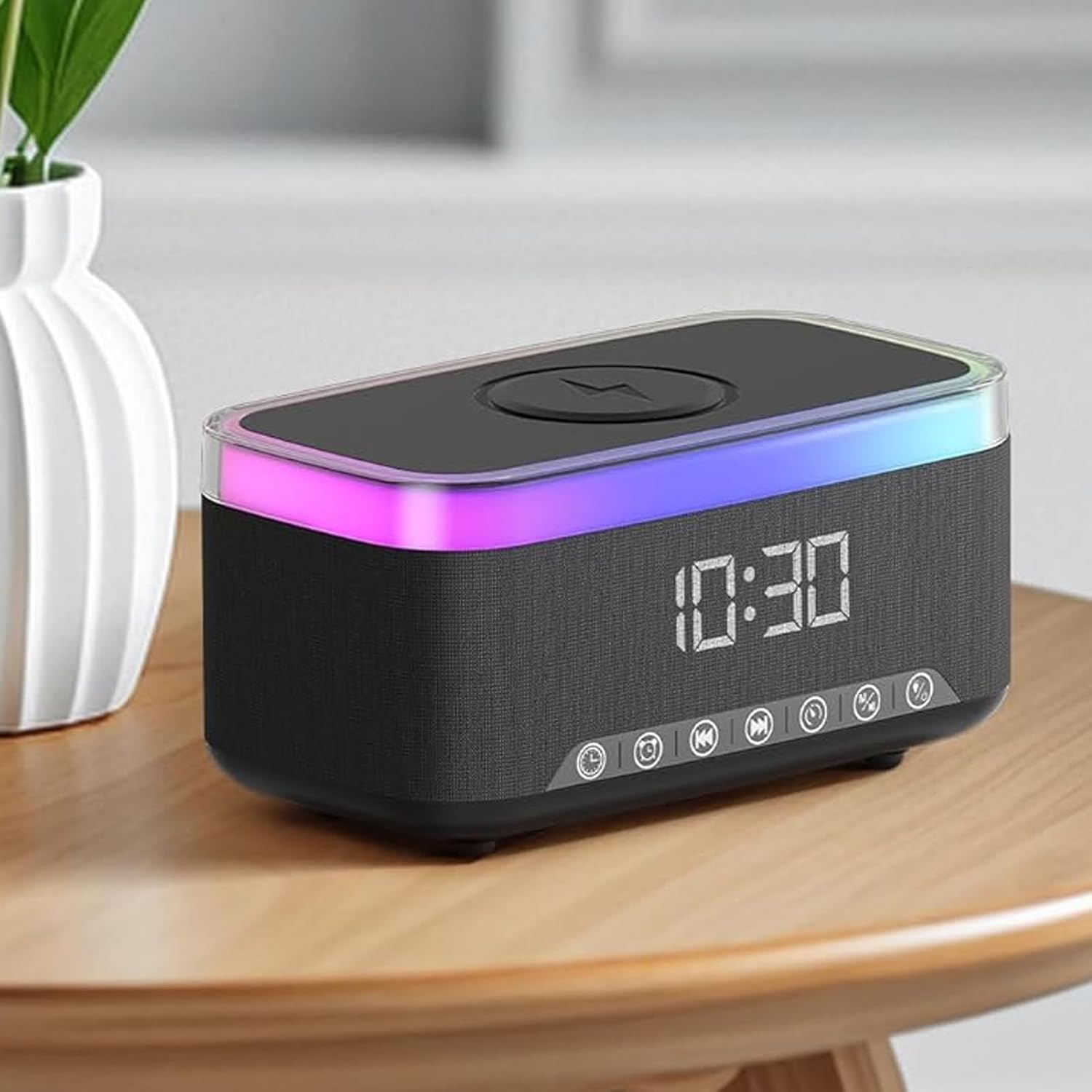 Versatile Wireless Charging Alarm Clock, Multi-Function Sleep and Sound Device, Easy Use Feature, Quick Charge Functionality, Clock with Modern Practical, Ideal for Home Workplace Desktop Bedside