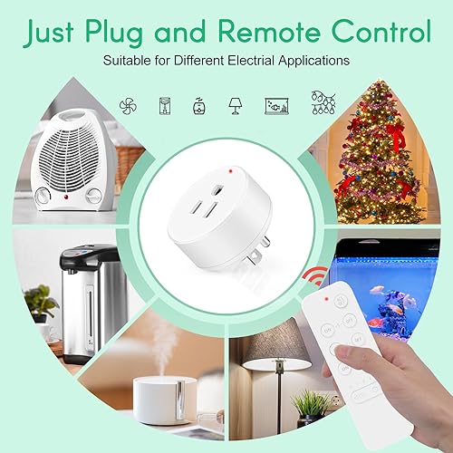 Miniatura 7 de NineLeaf Tomas de control remoto, toma de control remoto inalámbrico, toma de control remoto con temporizador, paquete de 3 con temporizador de