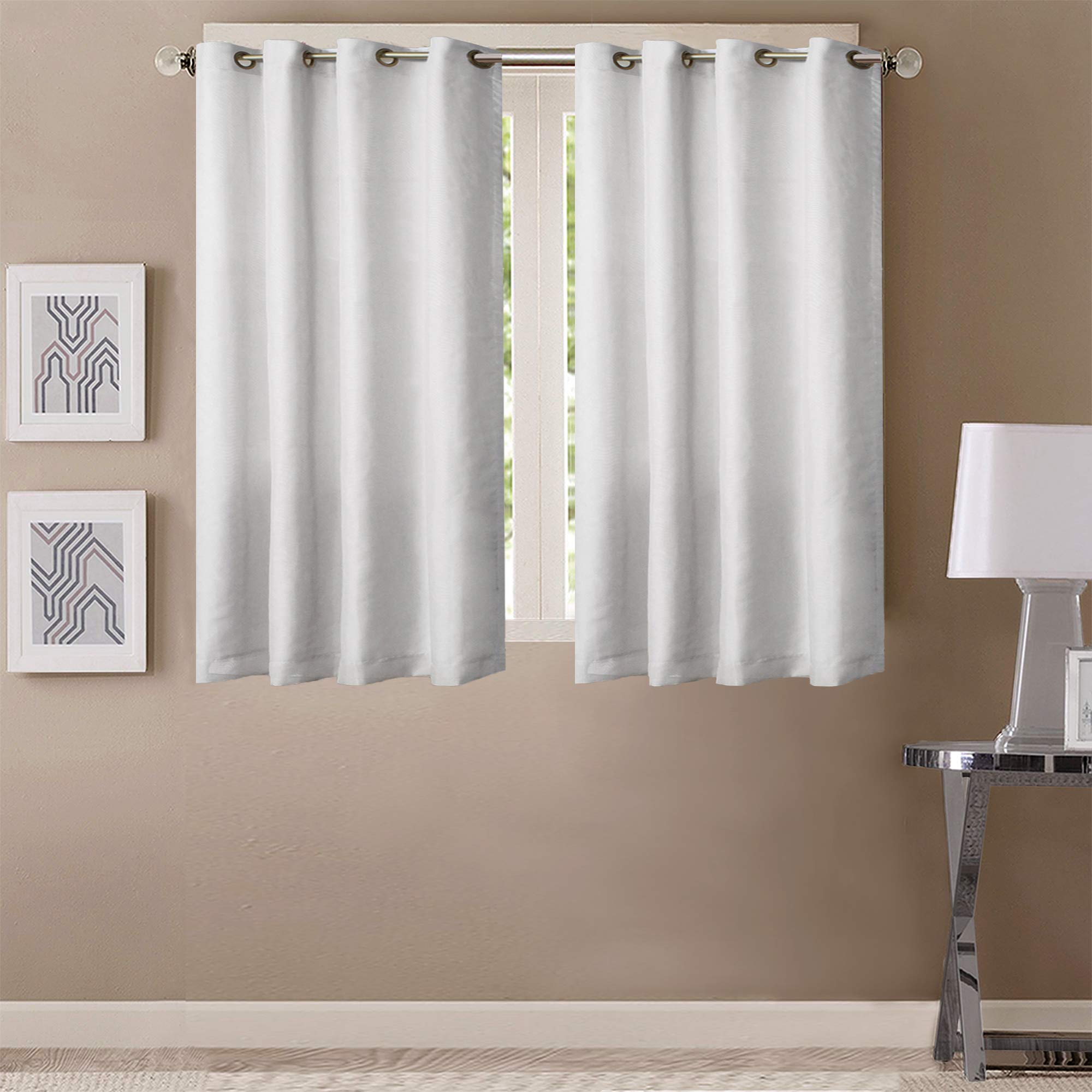 Queenzliving Elegant Solid Crushed Texture Curtain, Window 5 feet- Pack of 2, White