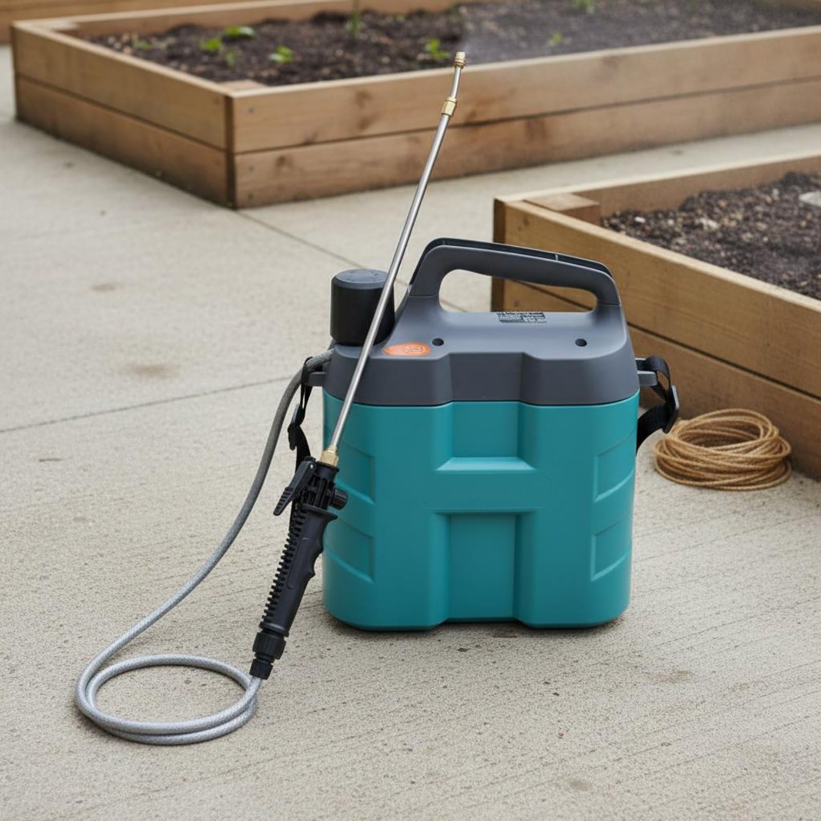 Gralara Spruzzatore Elettrico Tracolla Larga Pompa Irroratrice a Batteria Involucro Impermeabile Nebulizzatore da Giardino a Spalla per Giardinieri, Serra, 5L, Asta Acciaio Inox
