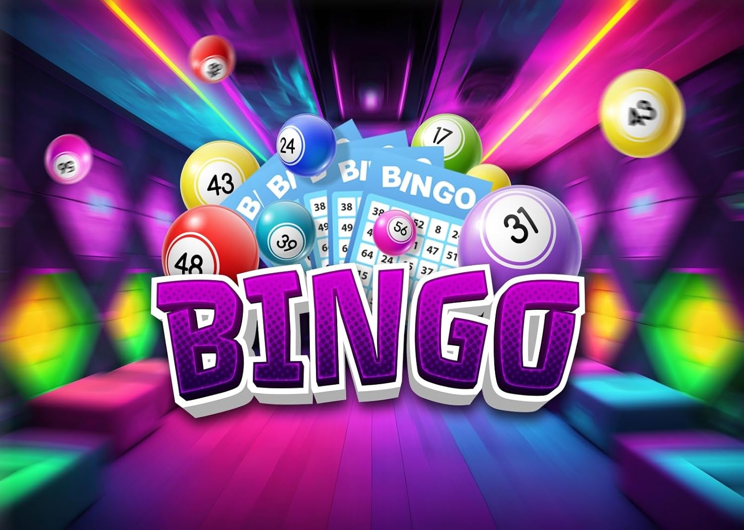 8x6ft Fabric Bingo Backdrop Bingo Night Game Time Snooker Cards Contest Winning Ball Party Decorations Gaming Background Photo Studio Props