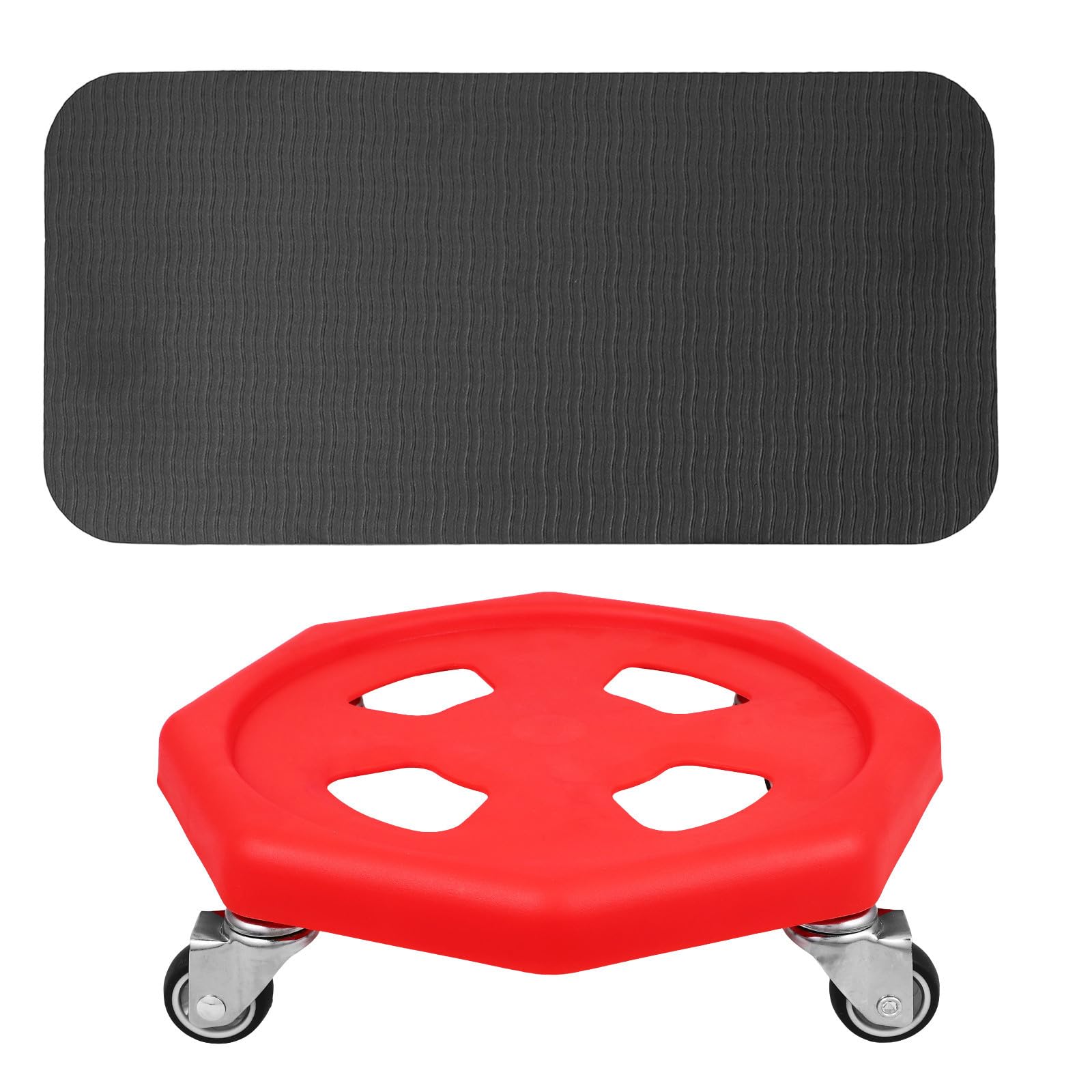 Healifty Disco para Entrenamiento, Placa Deslizante de Fitness, Disco de Entrenamiento Abdominal, PP, Rojo, Portátil, con Almohadilla para Rodilla y Cojín, para Ejercicio en Casa