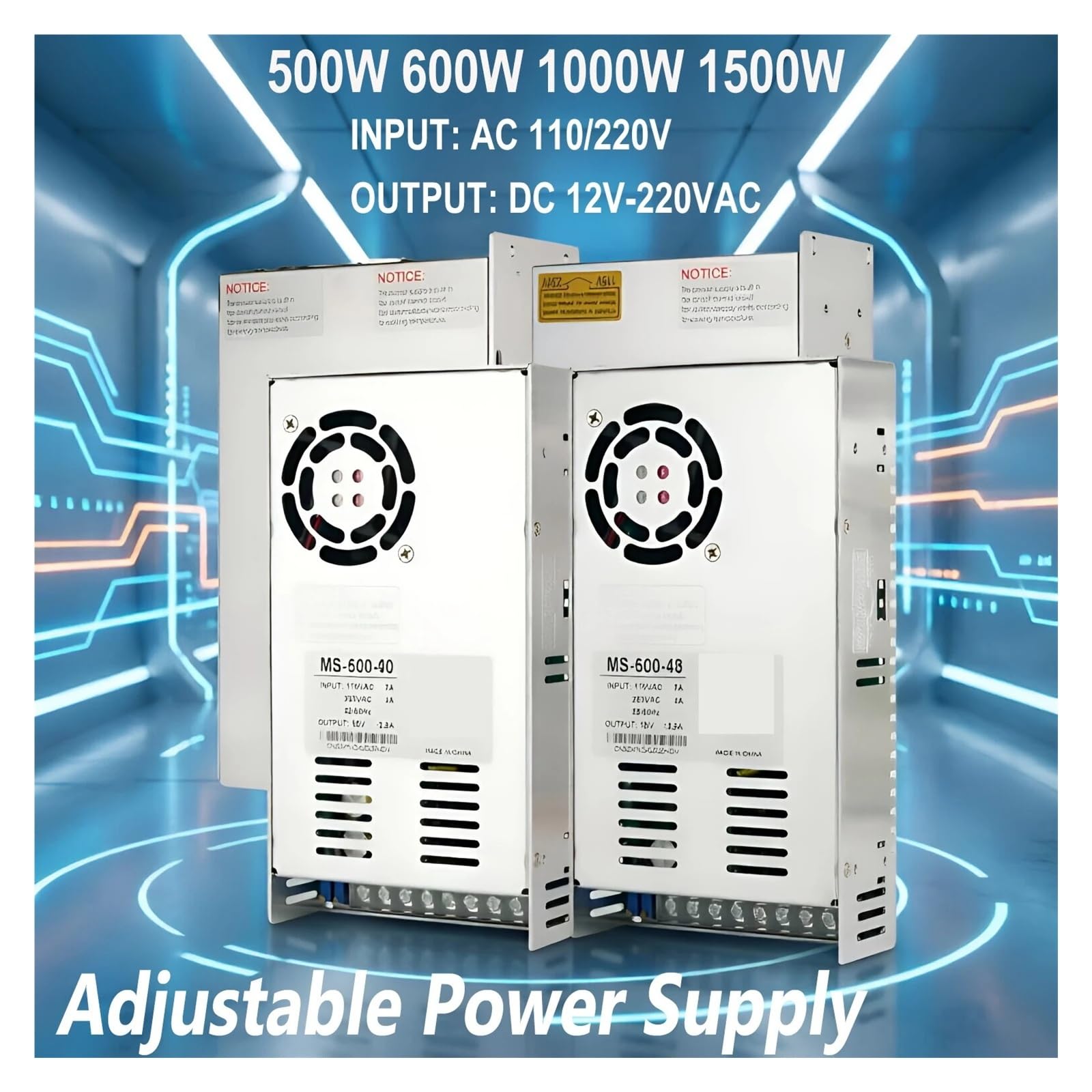 Fuente de alimentación conmutada ajustable 500/600/1000/1500W