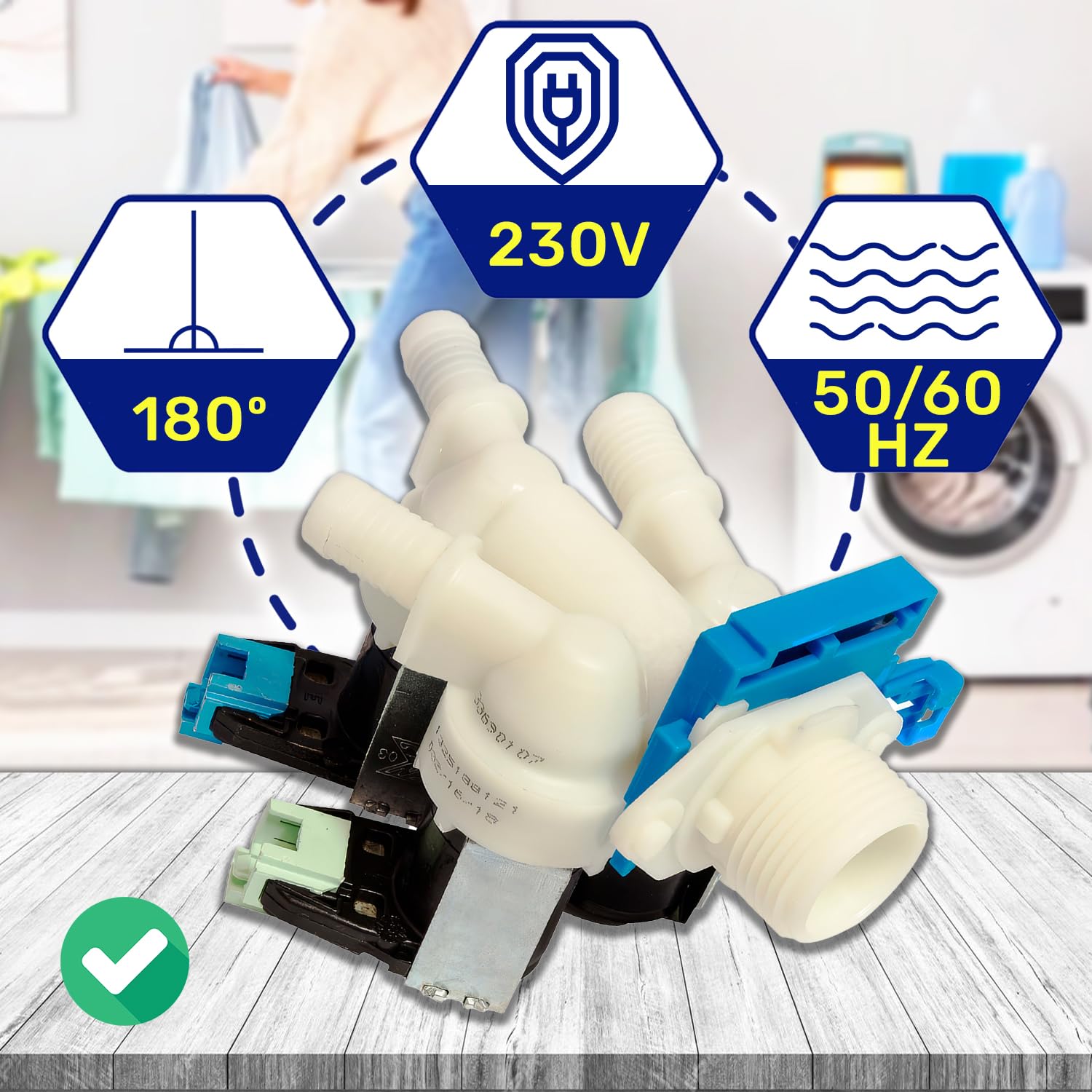 Inlet Valve for Washing Machine with 3 Outlets at an Angle of 180° has the Original Code 4055017182 for AEG for Electrolux for Zanussi - Image 4