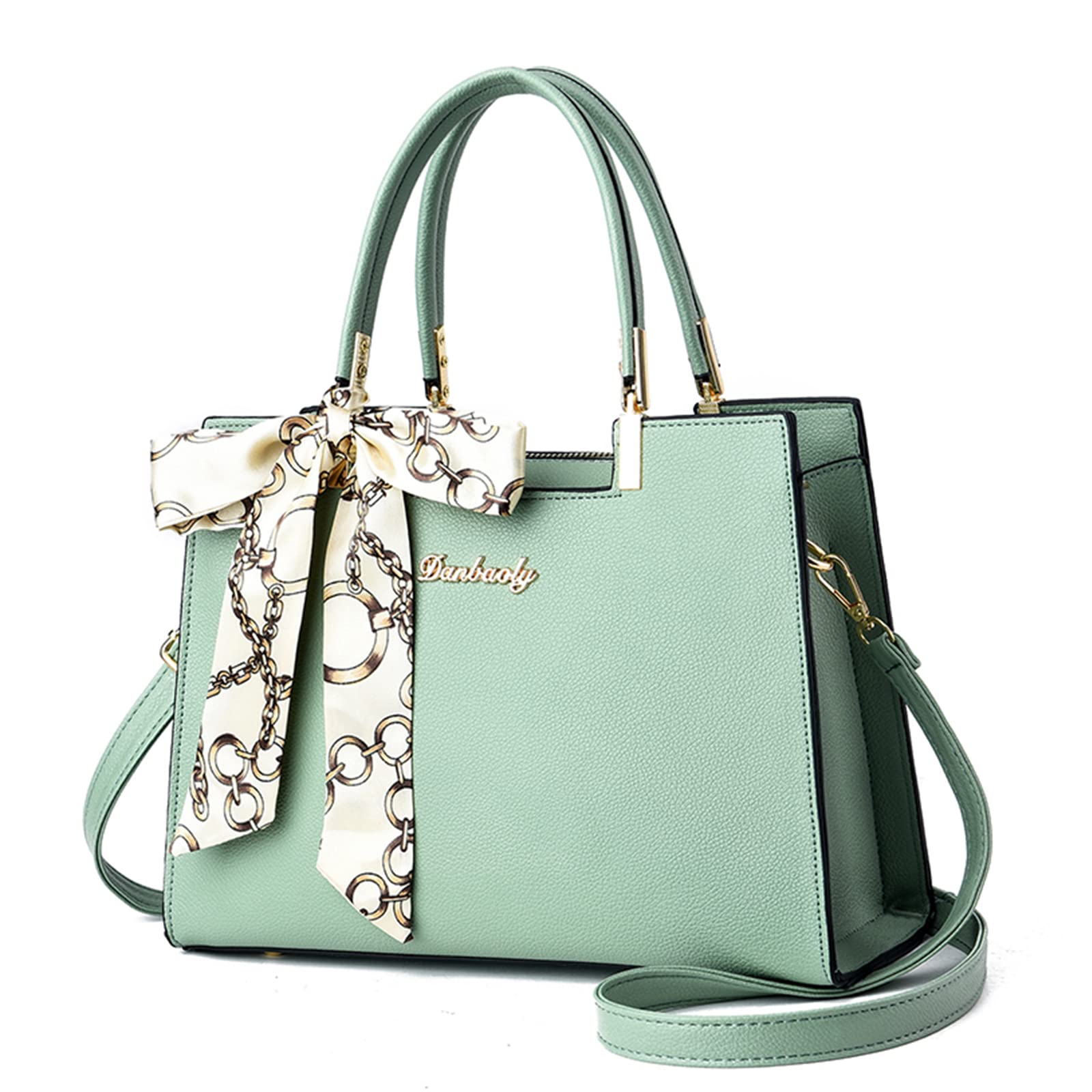FANDARE Damen Handtasche Große Henkeltaschen Elegante Schultertasche Umhängetaschen PU-Leder Tote Beutel mit Quaste für Arbeit Schule Shopper Reise Grün