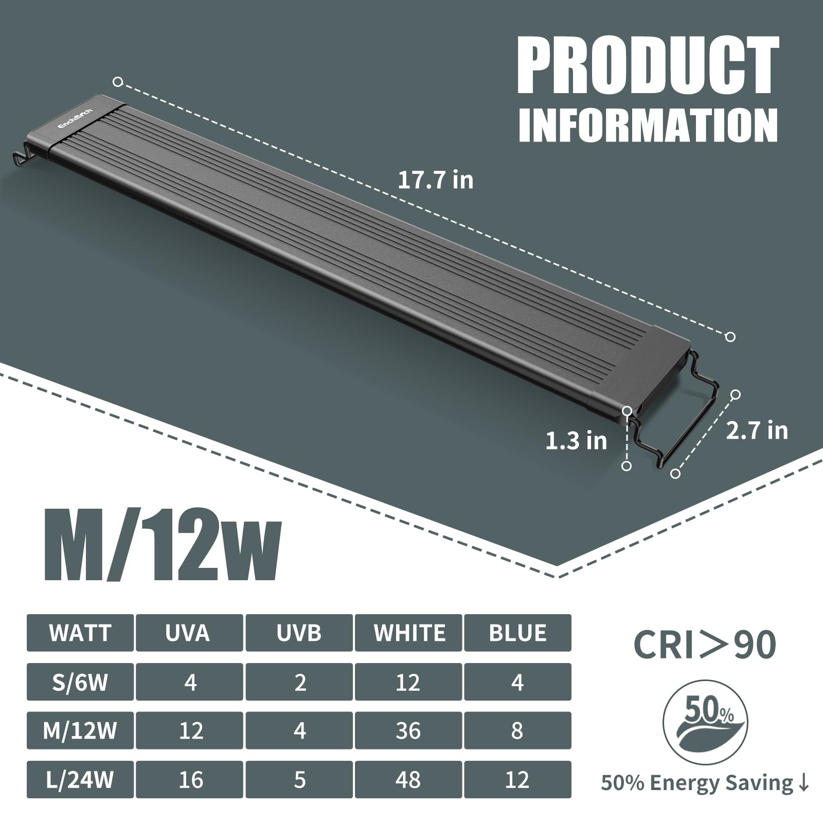 Luz LED UVA UVB de 18 pulgadas para reptiles con controlador, luz de reptil UVA y UVB de espectro completo con temporizador automático de ciclo de 24 horas y 10 regulables para dragones