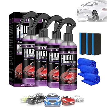 Car Coating Spray, 3 in 1 High Protection Quick Car Coating Spray 4PCS