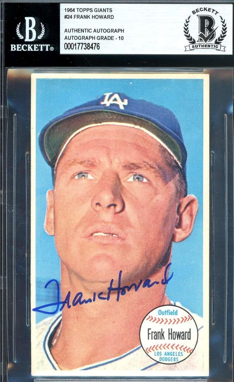 Frank Howard Gem Mint 10 Beckett BAS Signed 1964 Topps Giants Autographed - Baseball Slabbed Autographed Cards