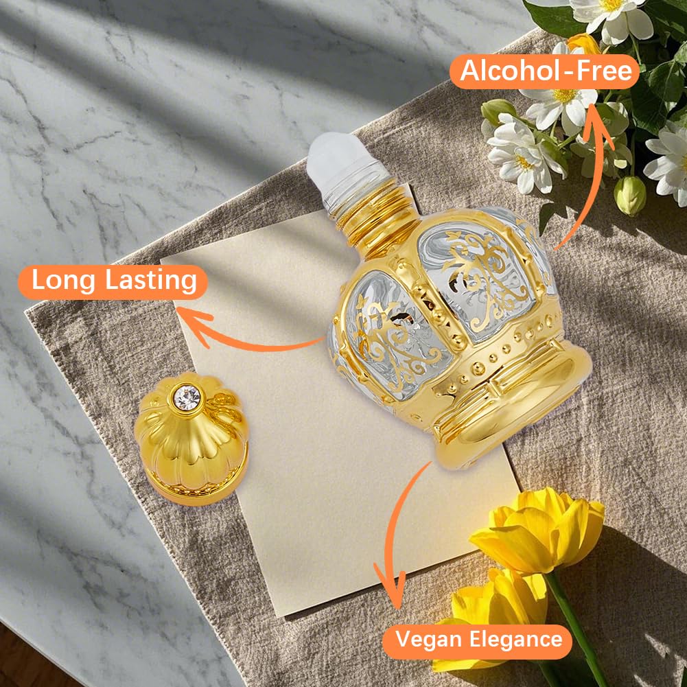 CREATCABIN 4 Unidad Frascos Roll-On 15 ml Perfume Aceite Árabe Vidrio Dorado Vacío Recargable Tapas Viajes