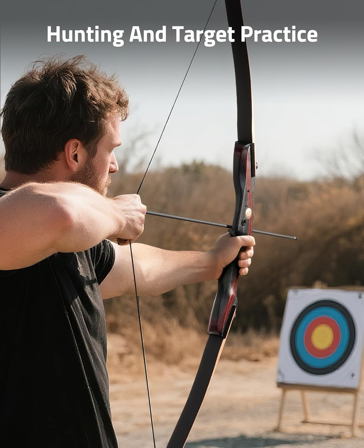 CVLIFE 62" Recurve Bow and Arrow Set for Adults and Hunter,30lb-40lb Right Hand Wooden Takedown Hunting Recurve Bow,for Beginners to Advanced,Outdoor Hunting and Target Practice