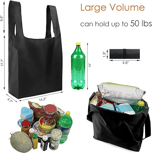 Miniatura 2 de BeeGreen Paquete de 12 bolsas de comestibles reutilizables, bolsas de compras, bolsas de comestibles, bolsas plegables de nailon de 50 libras,