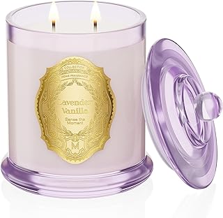 M&SENSE Lavender Vanilla Candles for Home Scented, 2 Wick 12.7oz Soy Wax Candles Non Toxic,70 Hours Long Burning,Luxury Candles Gift for Stress Relief, Meditation, Yoga