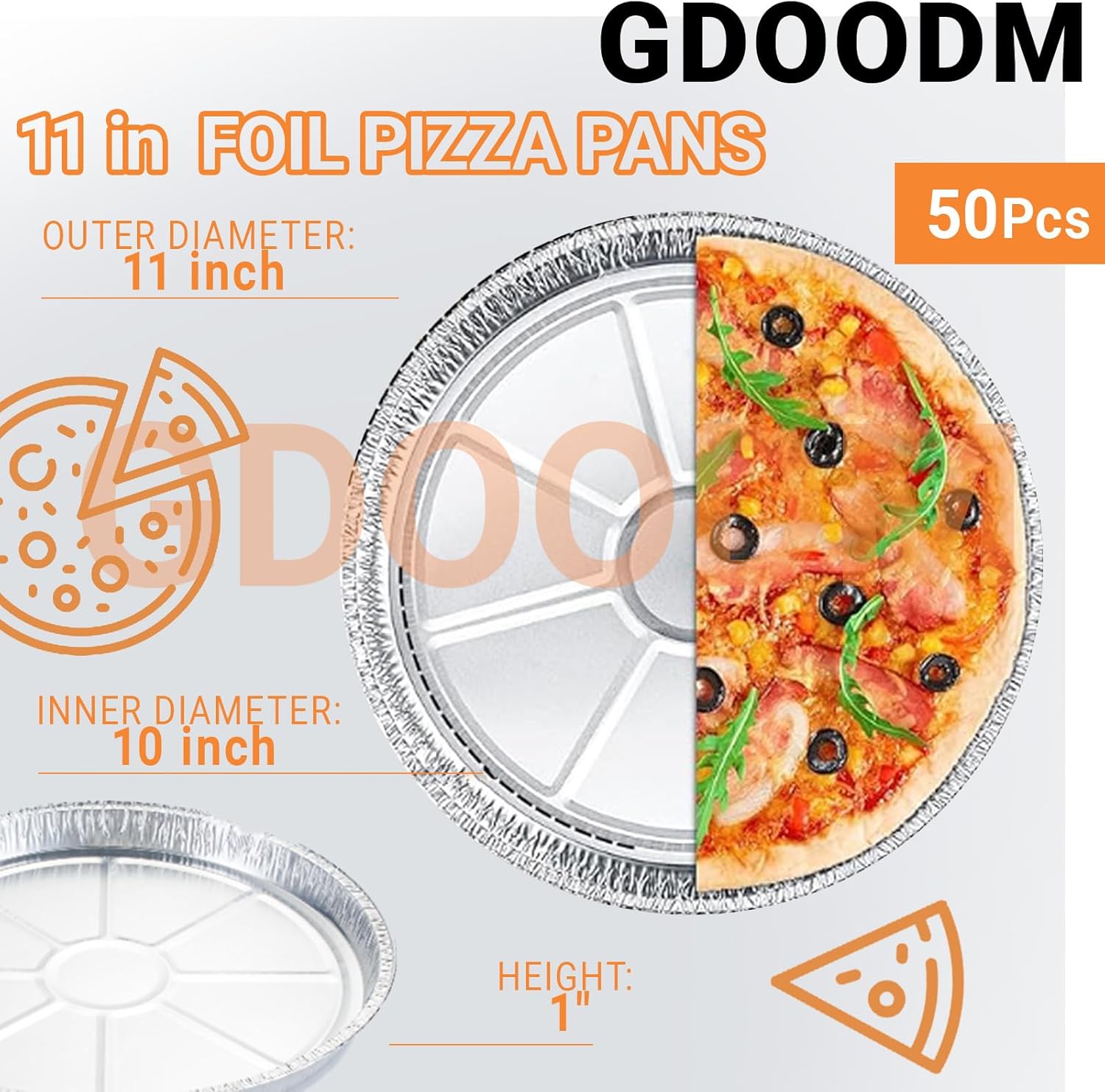 50 Pack Aluminum Pizza Pans Foil Pizza Pans, 11 Inch Round Disposable Pizza Pan Foil Focaccia Pan, Chocolate Cookies Cake Tin, Serving Platter Tray, Freezer & Oven Safe