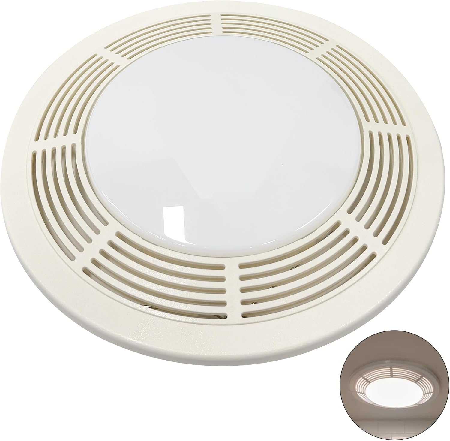 S97017702 Fan Light Grill Cover Assembly with Light Lens & Grille Springs Replacement for Broan Nutone 15\" Round Ventilation Fan/Light Fits 8663RP 8664RP 750 751 N750 8663FL 8663RF 8673RP VL3668RP missing lens