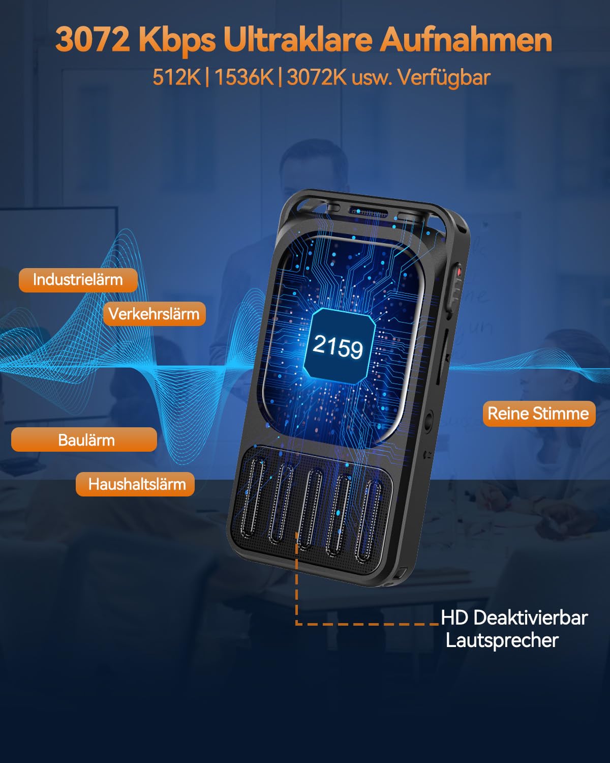 Diktiergerät mit 2 Zoll Touchscreen & Bluetooth, XIXITPY HD 100Std Aufnahmegerät mit DSP-Rauschunterdrückung, MP3, Sprachaktivierung für Meetings Interviews Vortrag Vorlesun