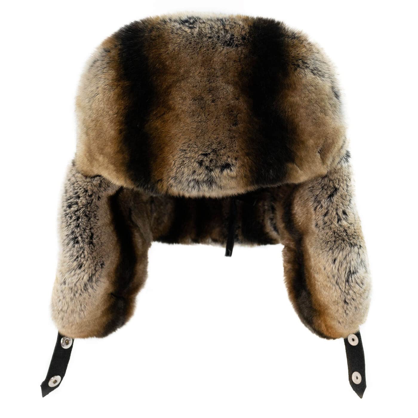 Men's Brown Rabbit Fur Leather Aviator Russian Ushanka Trapper Winter Fur Hat for Outdoor Warm Hat Gift Ideas for Men (Small)