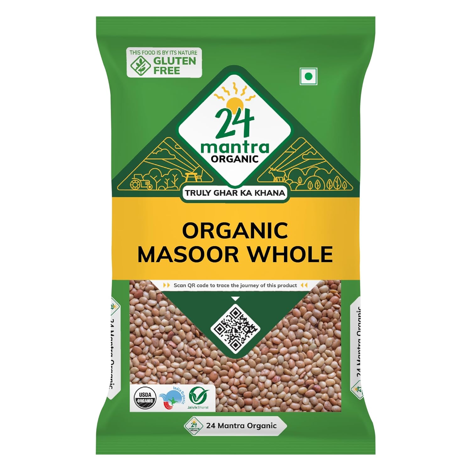 24 Mantra Organic Unpolished Masoor Dal/Red Lentil – 500 gms | 100% Organic | Chemical Free & Pesticides Free | Tastier & Rich Flavour 24 Mantra Organic Unpolished Masoor Dal/Red Lentil – 500 gms | 100% Organic | Chemical Free & Pesticides Free | Tastier & Rich Flavour