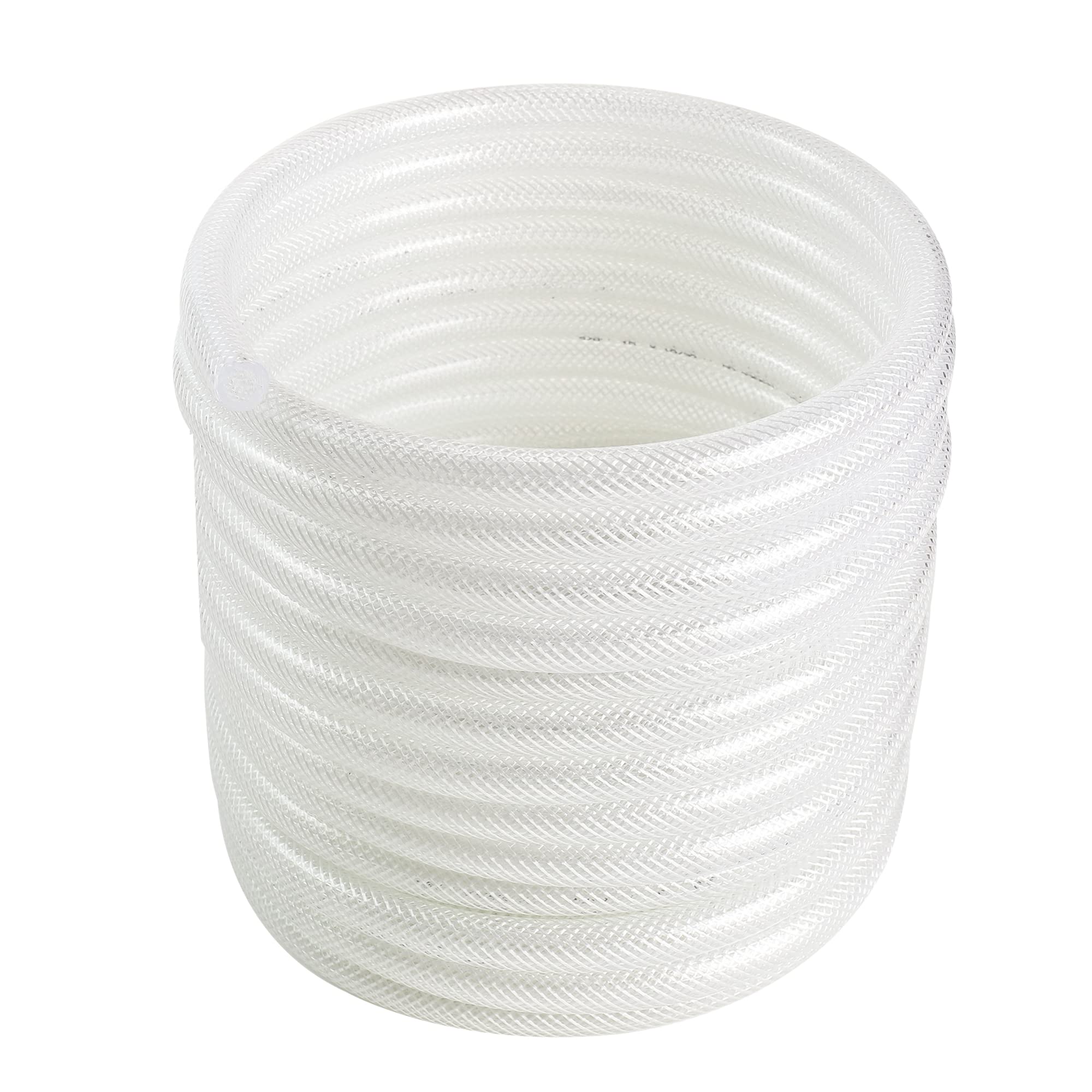 1/4’’ ID × 7/16’’ OD - 50 ft Clear Braided Hose Plastic Vinyl Tubing,High Pressure Flexible Reinforced PVC Tube for Transfer Water Air Oil, BPA Free & Non-Toxic