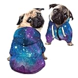 Howilath Basic Dog Hoodie - Elegant Galaxy Blue Purple Zipper Sweatshirt with Hat, Cat Hooded Shirts Sweatshirts Puppy Costumes - L