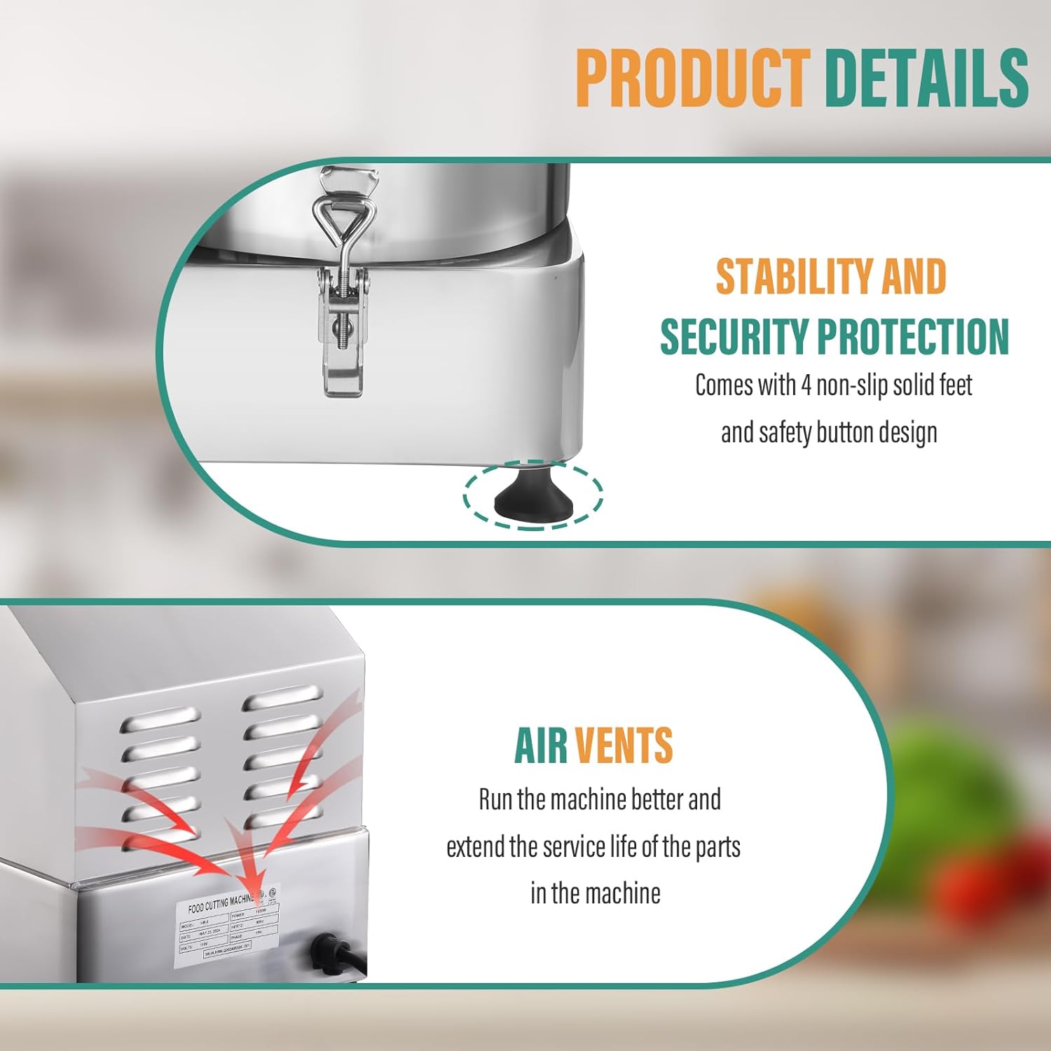 Electric Food Processor | Variable Speed Control Vegetable Grinder - Large Capacity Chopping Machine, Stainless Steel Vegetable Slicer for Kitchen Restaurant