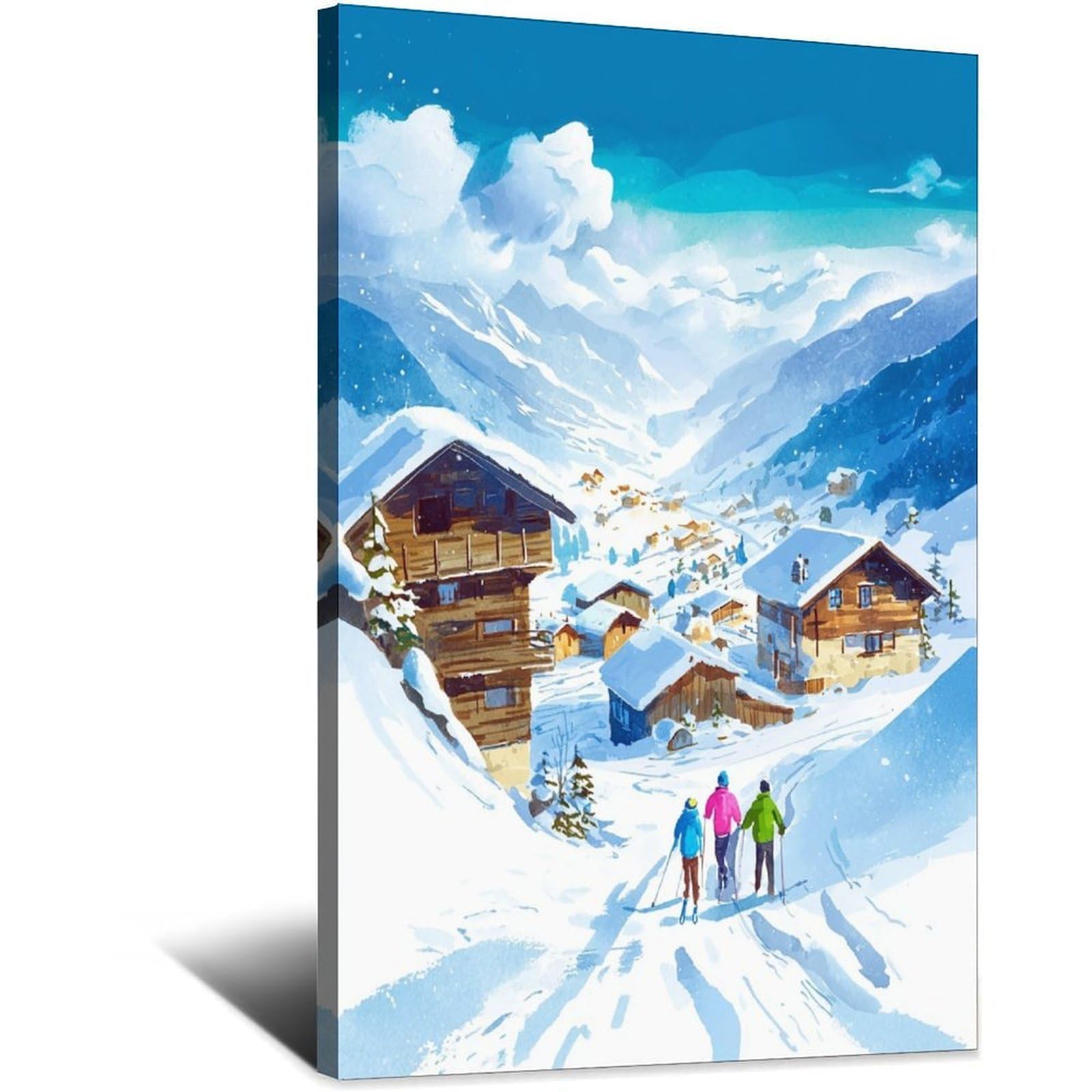 iPuzou St Anton Ski Poster 20x30inch(50x75cm) Vintage Watercolor Canvas Art