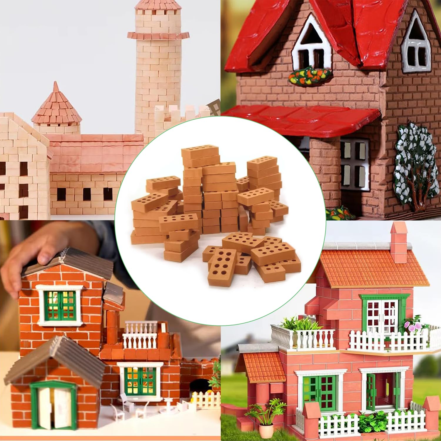 150 Pièces Mini Briques Tuiles Rouges - Accessoires Maquette Miniature Pour Artisanat Et Décoration