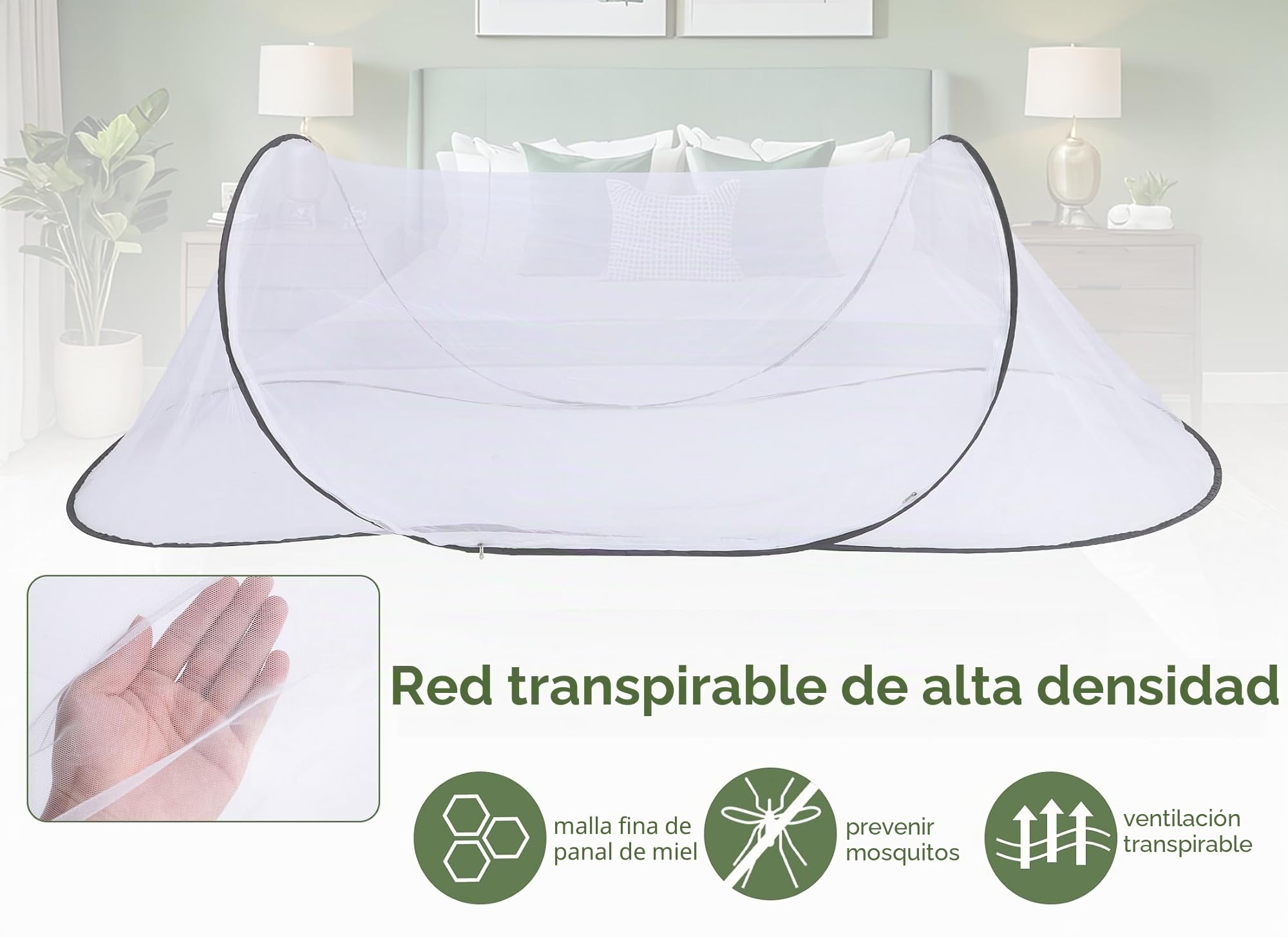 Mosquitera portátil plegable de 78 x 32 x 22 pulgadas, mosquitero portátil con fondo de red, para cama de camping o viaje (negro con fondo)
