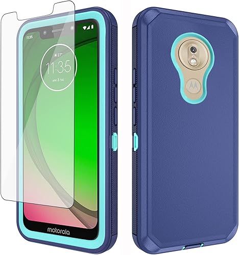 Miniatura 1 de Funda de teléfono para Moto G7 PlayMotoG7 Optimo XT1952DLTmobile Revvlry con protector de pantalla y cubierta celular híbrida a prueba de golpes,
