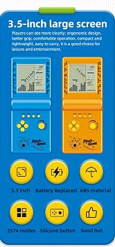 CZT Nostalgic Cube Game console Big Screen Built-in Retro 999 in 2 Block game Indoor/outdoor Handheld console Portable Electronic Brick games Children/Students/Boyfriends