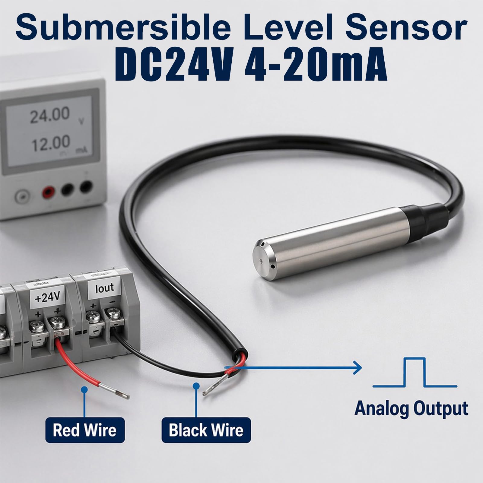Füllstandssensor 4-20Ma, Flüssigkeitsstandsensor ALS-MPM-2F, Wasser Level Sensor, Dc 24 V Plug-In Sensor, Messbereich 0-5m