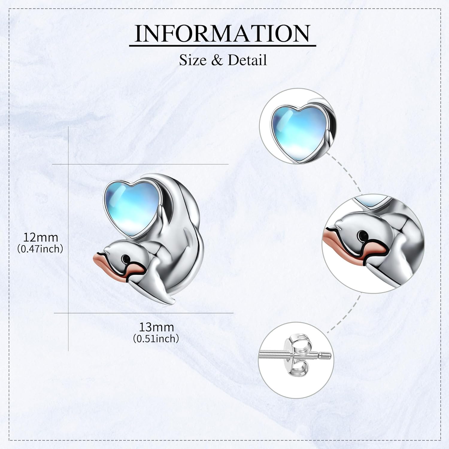 MONGAS Otter Earrings Sterling Silver Moonstone Otter Stud Earrings Otter Jewelry for Women