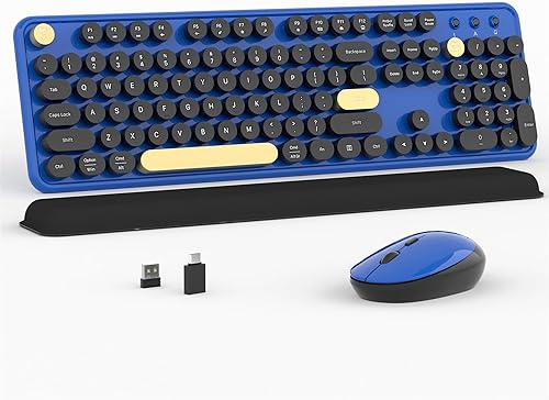 NEOBELLA - Juego de teclado y mouse inalámbricos para computadora, colorida máquina de escribir flotante, receptor USB, teclado y mouse con