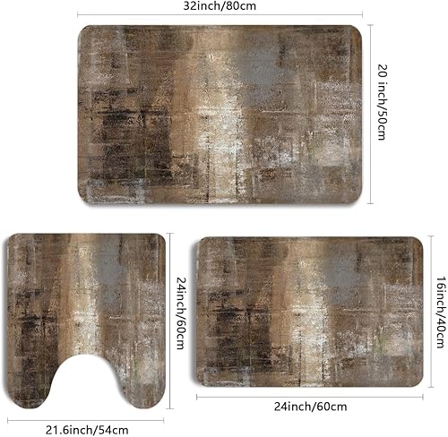 Miniatura 8 de MUGINYU Alfombra negra y dorada para decoración de baño, juegos de alfombras de baño negras y doradas, 3 piezas, decoración de mármol, alfombras de