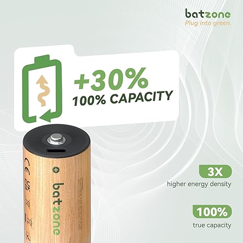 Miniatura 8 de Paquete de 4 baterías AA recargables, baterías de litio de 2220 mWh AA, baterías AA dobles de 1.5 voltios, tiempos de ciclo de hasta 1000+ con cable