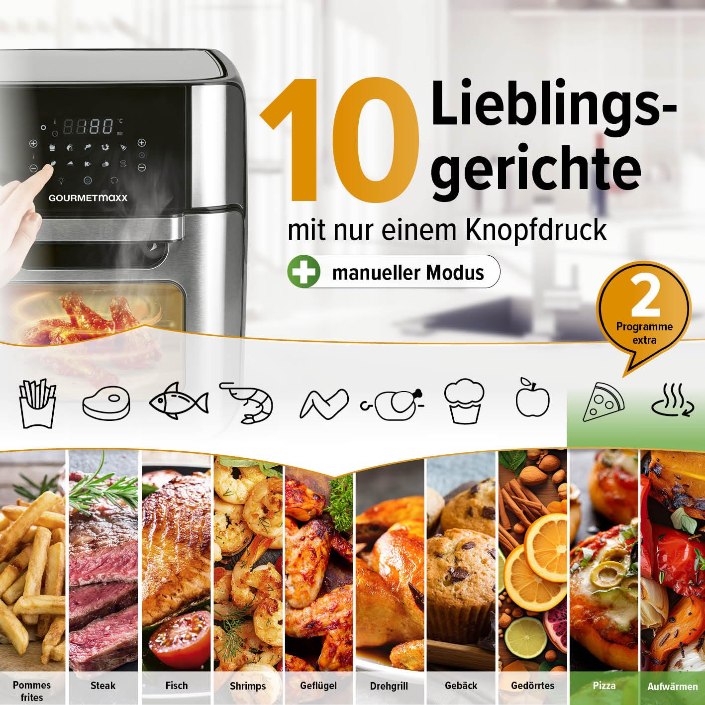 Gourmetmaxx Frytkownica, Stalowy/Czarny, 12 l