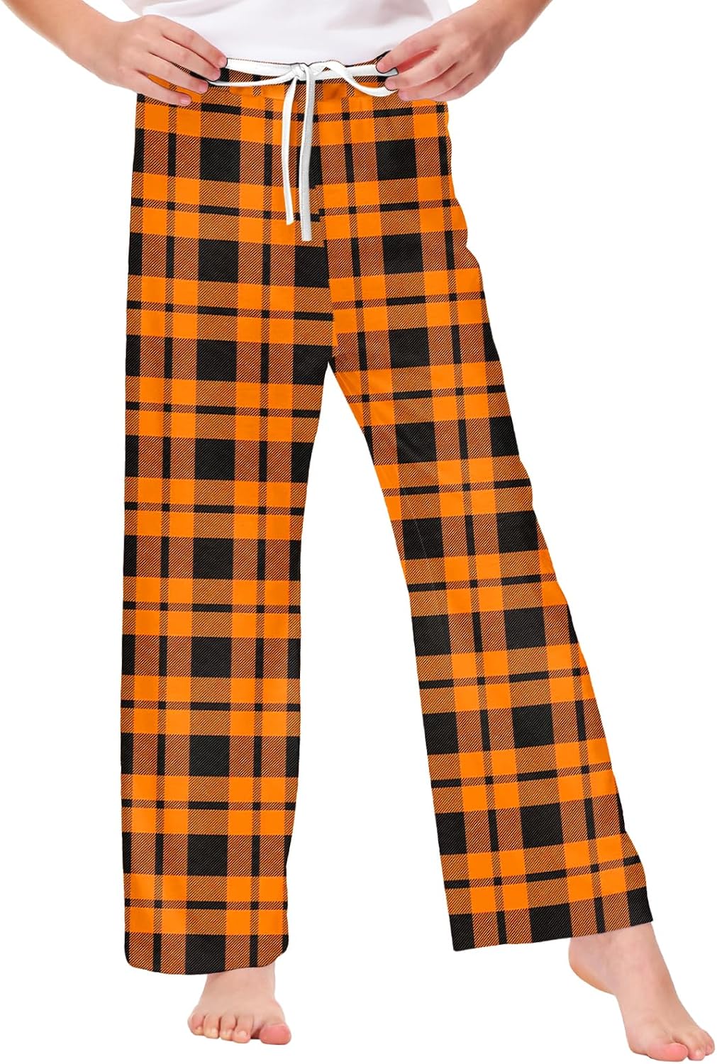 Remimi Girl Boy Plaid Pants Drawstring Summer Casual Loose Bottoms 5-14 Years