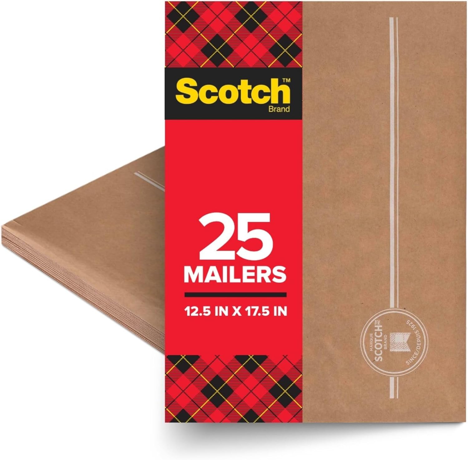 Scotch® Padded Mailers, Size 6, 12-1/2" x 17-1/2", Kraft, Pack of 25 Mailers