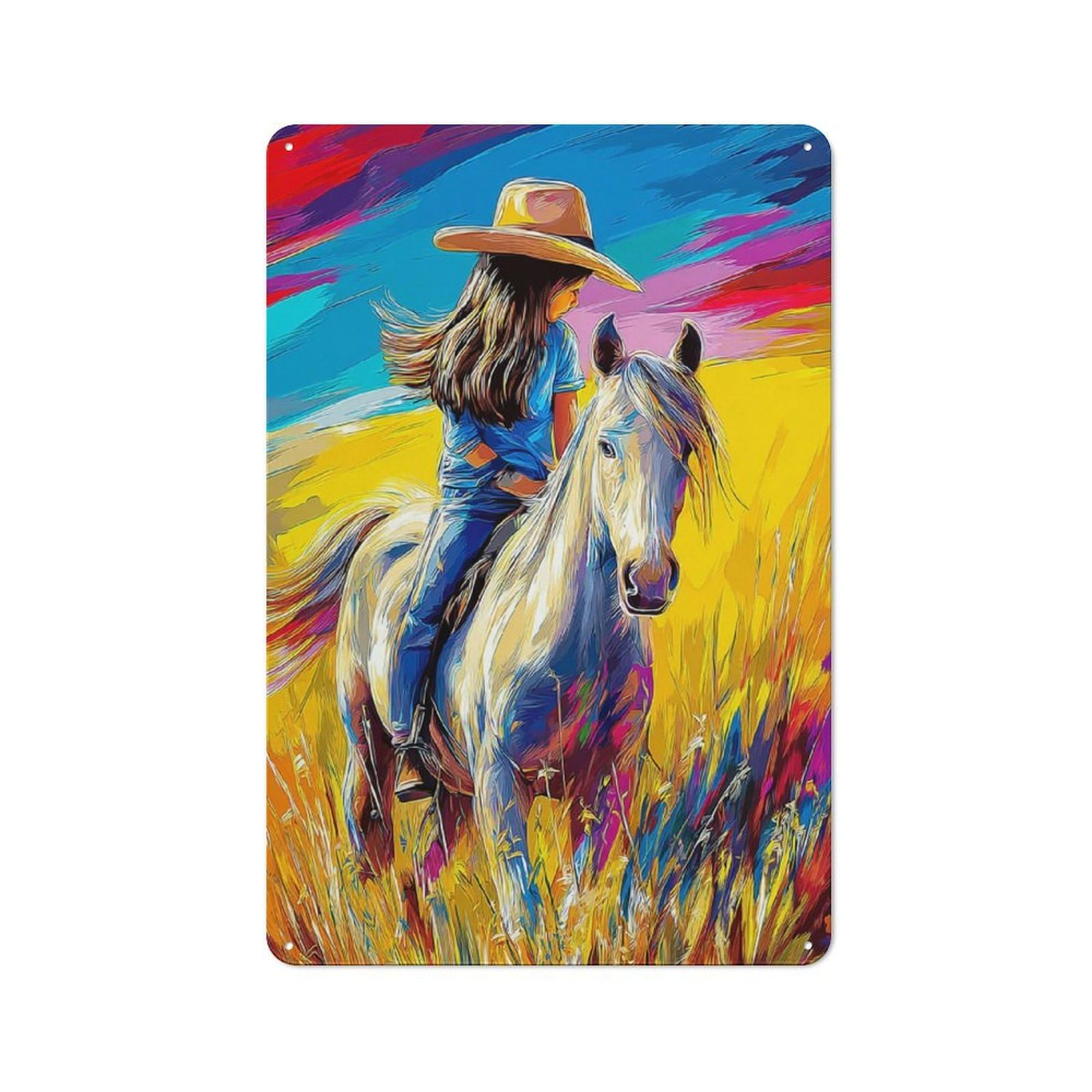 Junmoney Rider In Vibrant Landscape -1 Warehouse Style Tin Wall Sign 30X20cm Featuring Loft Wall Plaque For Loft, Studio, Office Or Creative Room