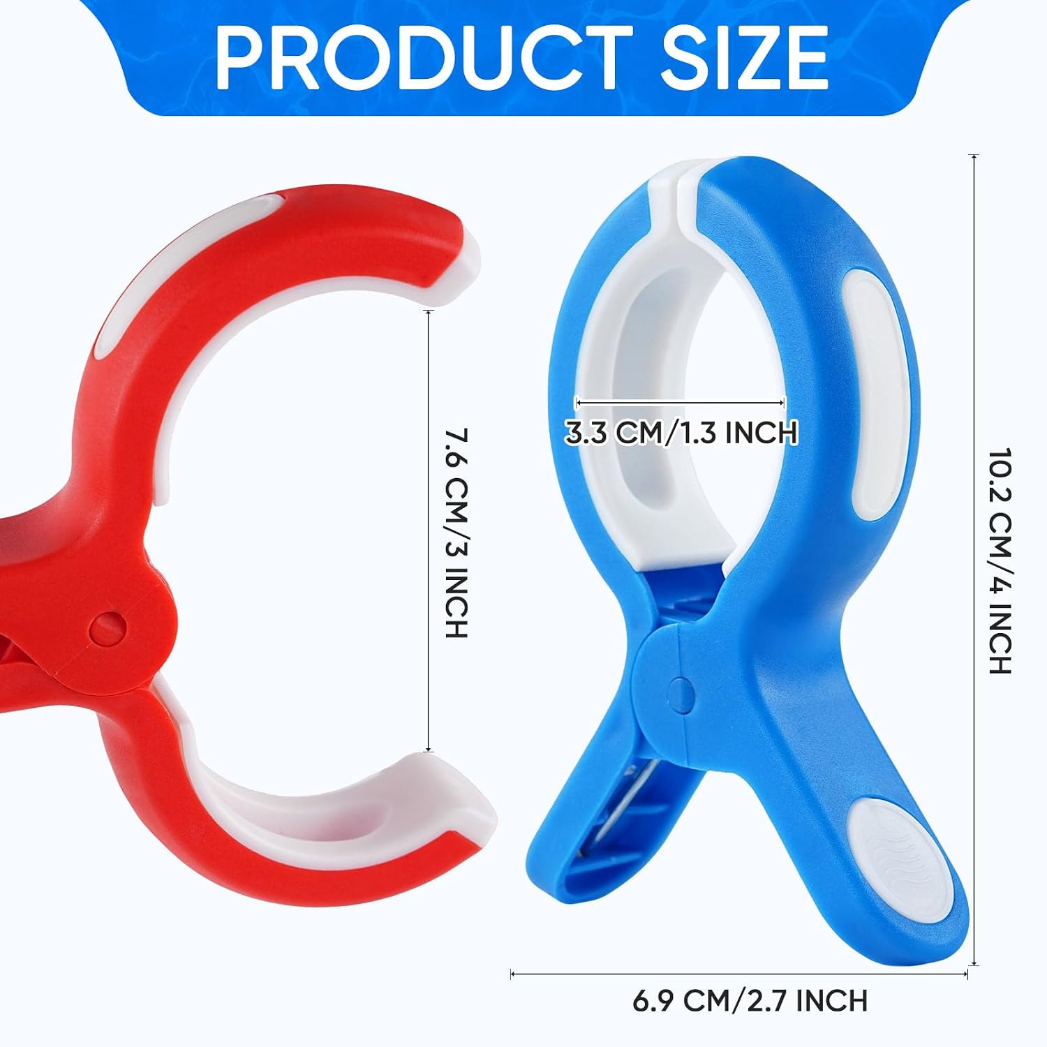 8 Pcs Beach Towel Clips for Beach Chairs, Towel Holder for Beach Chair Pool Chair on Cruise, Jumbo Size Heavy Duty Clothes Pins, Beach Chair Clips to Keep Your Towel from Blowing Away (Red, Blue)