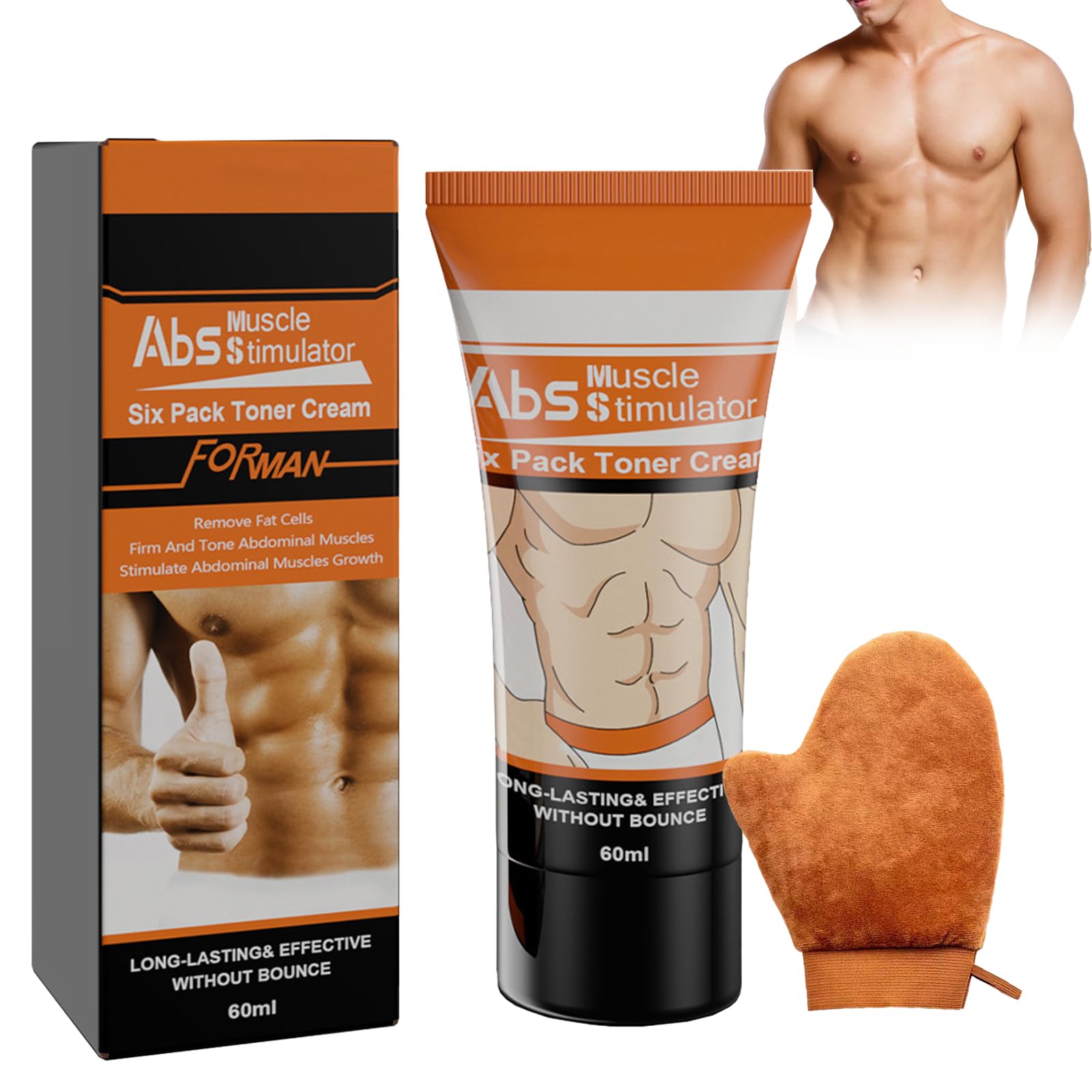 Rostblant 60 g Abdominal Cream Fat Burner Hot Cream with Applicator Glove, Anti Cellulite, Abdominal Muscle