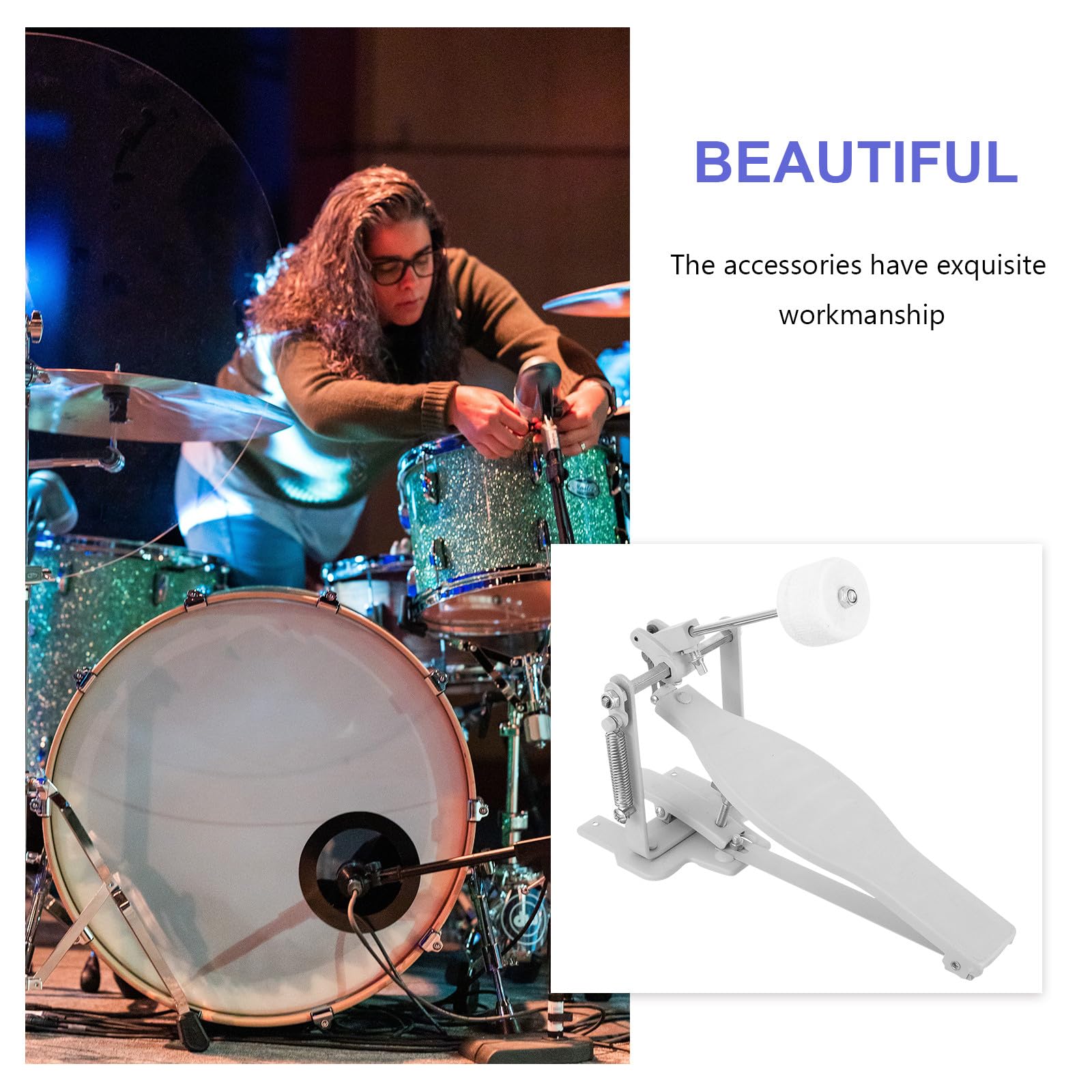 Pedale Singolo Cassa Batteria per Esercizio, Accessorio Metallo Argento | Batteria Elettronica e Drum, Componente per Batteristi, Formato Singolo per Pratica sui Pedali