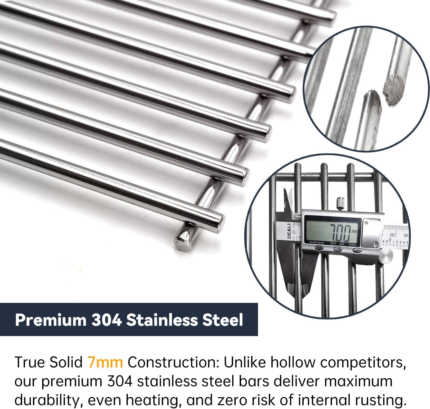 Hongso 17 3/16" X 13 1/2" Heavy-Duty 304 Stainless Steel Cooking Grates Replacement for Grillmaster 720-0697, Nexgrill 720-0697E, Uniflame GBC981W GBC981WBU Gas Grills