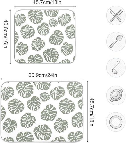 Vista 114 de Tapete de secado de platos de mariposas botánicas para encimera de cocina, almohadilla de secado de microfibra absorbente, grande, 18 x 24 pulgadas